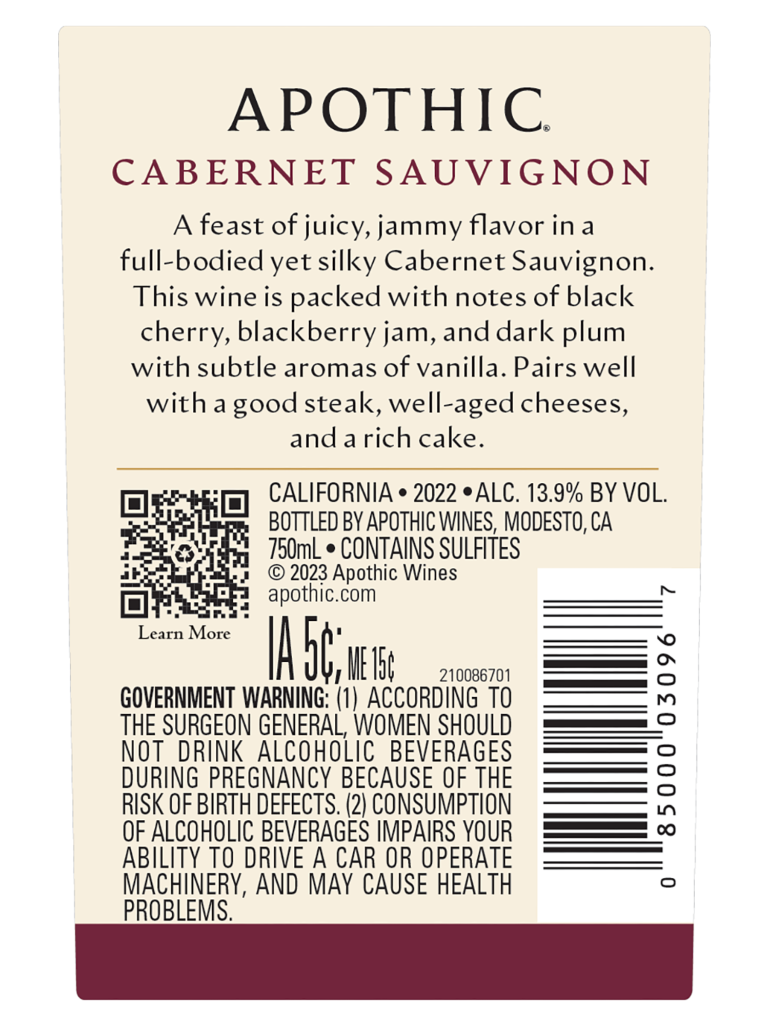 Apothic Cabernet Sauvignon image number 4
